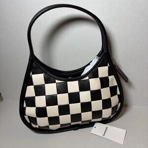 Coach Coachtopia Ergo Black/White Hobo Hand Shoulder Bag Checkered Checkerboard